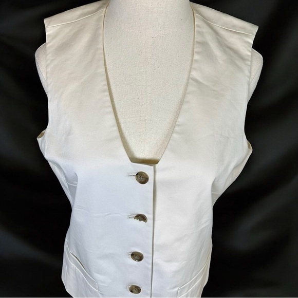 NWT Banana Republic ‘Modern Cotton Twill Vest’ in “Transition Cream” Size 8 - Picture 4 of 16